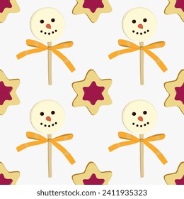 New Year vector illustration with Christmas sweets, cookies