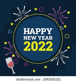 New Year Vector Illustration Vector Editable 2022 Instagram Post Free 