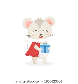 New Year' vector illustration with a mouse designed for packaging, fabric, textiles, printing and postcards