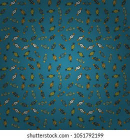 New year Vector illustration. Wrapping paper for Christmas gifts. Christmas vector seamless pattern with candies on blue, black and yellow background.