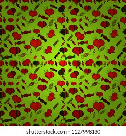 New year Vector illustration. Wrapping paper for Christmas gifts. Christmas vector seamless pattern with candies on green, red and black background.