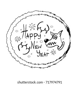 New year vector illustration.Hand drawn. Symbol of 2018