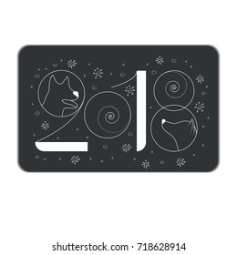 New year vector illustration.Hand drawn. Symbol of 2018