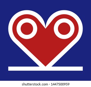 New Year vector logo design. Stylized numbers 2020, forming the heart or the red nose of a white metal rat. Can be used as part of more complex compositions.