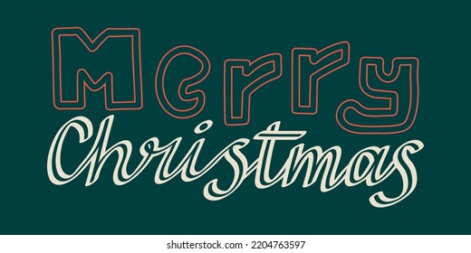 New year vector. Merry Christmas quote. Hand drawn xmas silhouette. Cute illustration. Modern minimal stylized concept. Calligraphy doodle sign. Lettering clipart. Tag paint