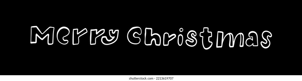 New year vector. Merry Christmas quote. Hand drawn xmas silhouette. Cute illustration. Modern minimal stylized concept. Calligraphy doodle sign. Lettering clipart. Tag paint