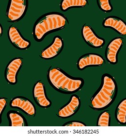 New year vector pattern with tangerines.