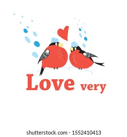 New year vector postcard with bullfinches on white background