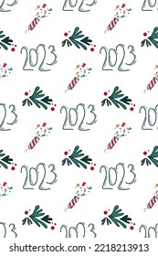 New year vector seamless pattern.
