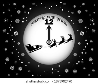 new year vector with snowflakes and santa claus on dark blue background