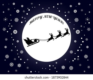 new year vector with snowflakes and santa claus on dark blue background