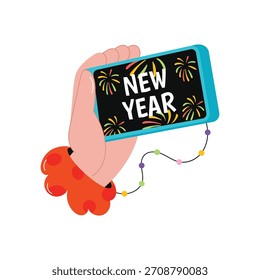 Ilustración de pegatina de Vector de año Nuevo.