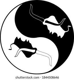 símbolo del nuevo año vector del nuevo año bulls en yin yang signo