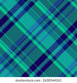 Ano novo vetor tartan fundo, apartamento verificar textura xadrez. Padrão de tecido vibrante têxtil sem emenda na paleta de cores azul e azul.