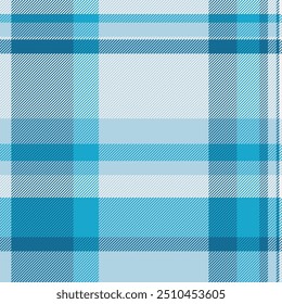 New year vector tartan plaid, surface fabric pattern texture. Checkered check textile background seamless in cyan and light blue colors.