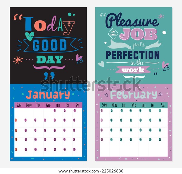 New Year Wall Calendar 2015 Inspirational Stock Vector (Royalty Free