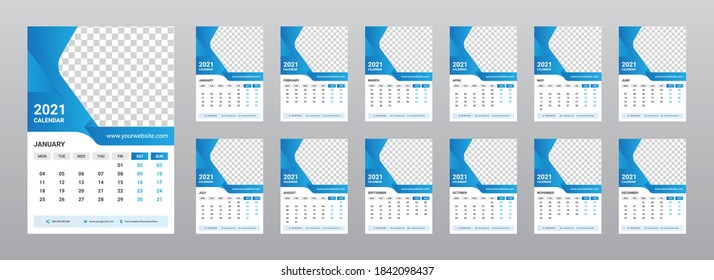 New Year Wall Calendar 2021 With 12 Month Planer Calendar 2021