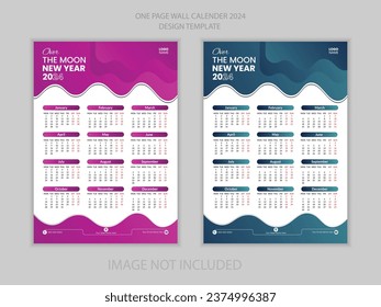 New Year Wall Calendar 2024: Creative and Stylish One-Page Wall Calendar Design Template