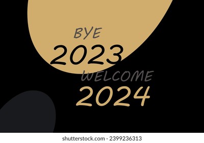 New year, new year wallpaper 2024, 2024 on black background with the text BYE BYE 2023