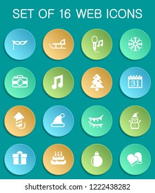 new year web icons on colorful round buttons