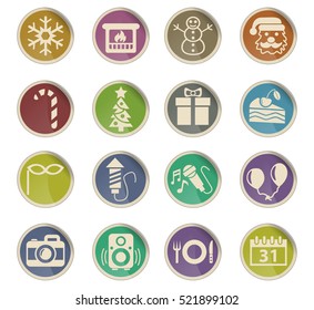 new year web icons on color paper labels