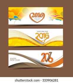 New year website header and banner set with presents. 