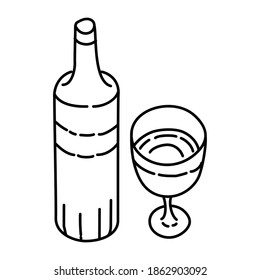 Vector De Juego De Iconos De La Mano Del Vino De Año Nuevo.
