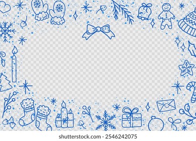 New Year winter background with space for text on transparent background.