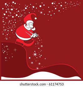 New Year Winter Christmas card with Santa Claus