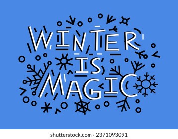 New year winter design with custom typography. Simple lettering. Festive poster, banner, print idea. Perfect  graphic for greeting card, invitations, t-shirts, mugs, bags. Editable vector illustration