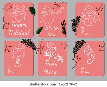New Year and winter gift tags for presents