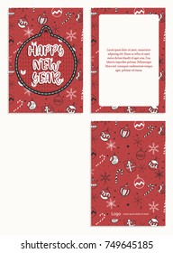 New year winter holidays postcard with cute new year christmas pattern