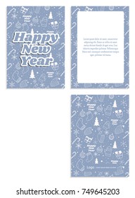 New year winter holidays postcard with cute new year christmas pattern