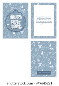 New year winter holidays postcard with cute new year christmas pattern