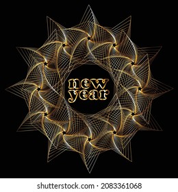 new year in wire geomatical frame artwork