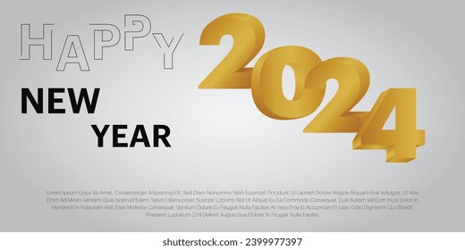 DESEO DE AÑO NUEVO 2024,DISEÑO DE VECTORES.