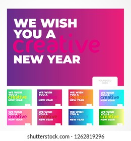 New year Wish Cards with beautiful gradients and a minimalistic touch. Just add the logo of your company and you're good to go !
