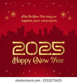 New year Wishes Real Estate background. 2025 Wishes Red Gold Color Bg