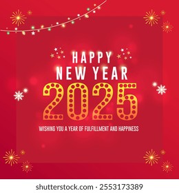 Nuevo Año Desea Publicación En Redes Sociales 2025. Feliz año Nuevo Tarjeta postal