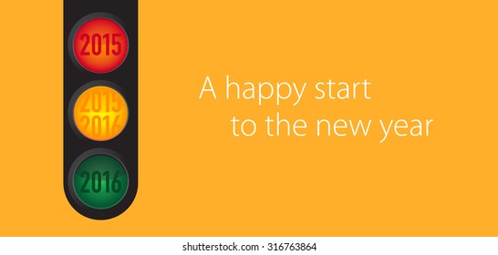 New Year wishes to the traffic light motif for companies in the sector - such as for drivers, transport, shipping companies, taxi, car repair, roadside assistance service for cars, road assistance