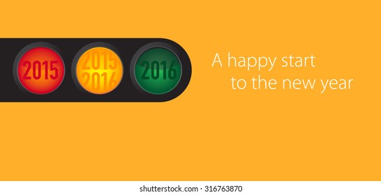 New Year wishes to the traffic light motif for companies in the sector - such as for drivers, transport, shipping companies, taxi, car repair, roadside assistance service for cars, road assistance