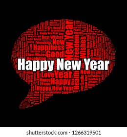 new year word cloud design, 2019