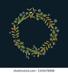 New year wreath vector background