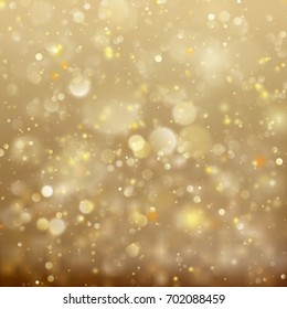 New year and Xmas Defocused Background With Blinking Stars. Christmas golden holiday glowing backdrop. And also includes EPS 10 vector