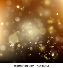 New year and Xmas Defocused Background With Blinking Stars. Christmas golden holiday glowing backdrop. And also includes EPS 10 vector