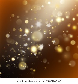 New year and Xmas Defocused Background With Blinking Stars. Christmas golden holiday glowing backdrop. And also includes EPS 10 vector