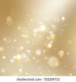 New year and Xmas Defocused Background With Blinking Stars. Christmas golden holiday glowing backdrop. And also includes EPS 10 vector