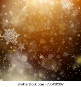 New year and Xmas Defocused Background With Blinking Stars. Christmas golden holiday glowing backdrop. EPS 10 vector