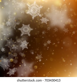 New year and Xmas Defocused Background With Blinking Stars. Christmas golden holiday glowing backdrop. EPS 10 vector