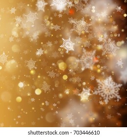 New year and Xmas Defocused Background With Blinking Stars. Christmas golden holiday glowing backdrop. And also includes EPS 10 vector